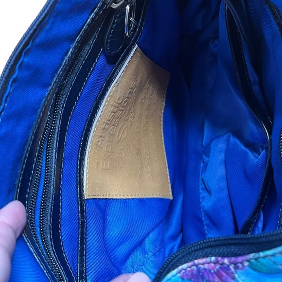 Artistic  Expression by sharif  Hand-Painted Leather Peacock Handbag with  Walle - Picture 8 of 16